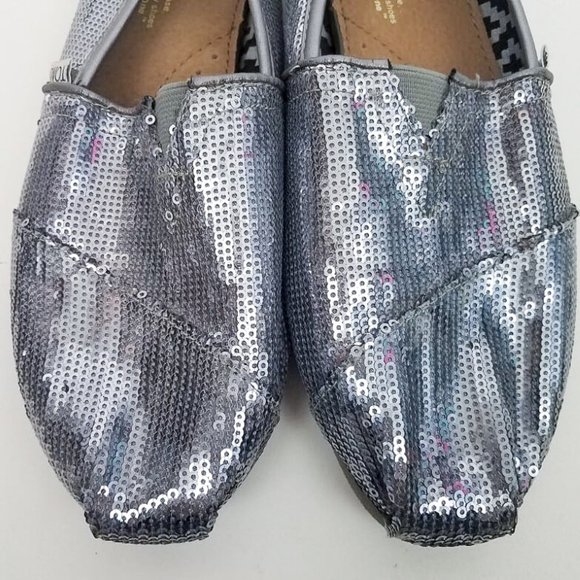 TOMS Silver Sequin Classic Shoes Women's Size 7.5 - Picture 4 of 8